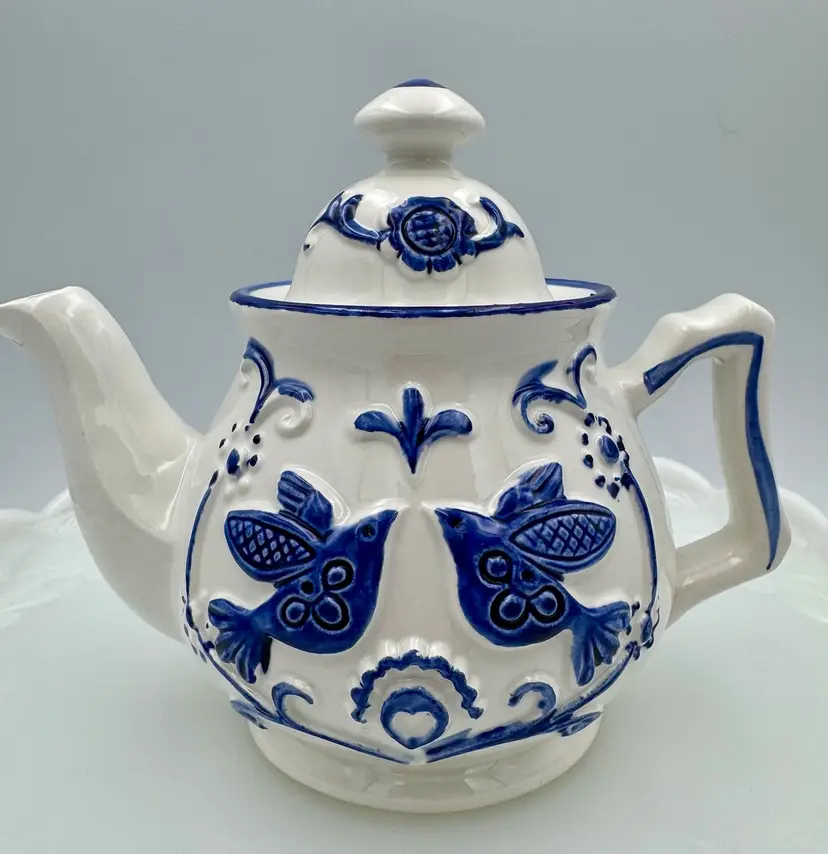 Vintage Blue And White Rubens Originals Tea Pot