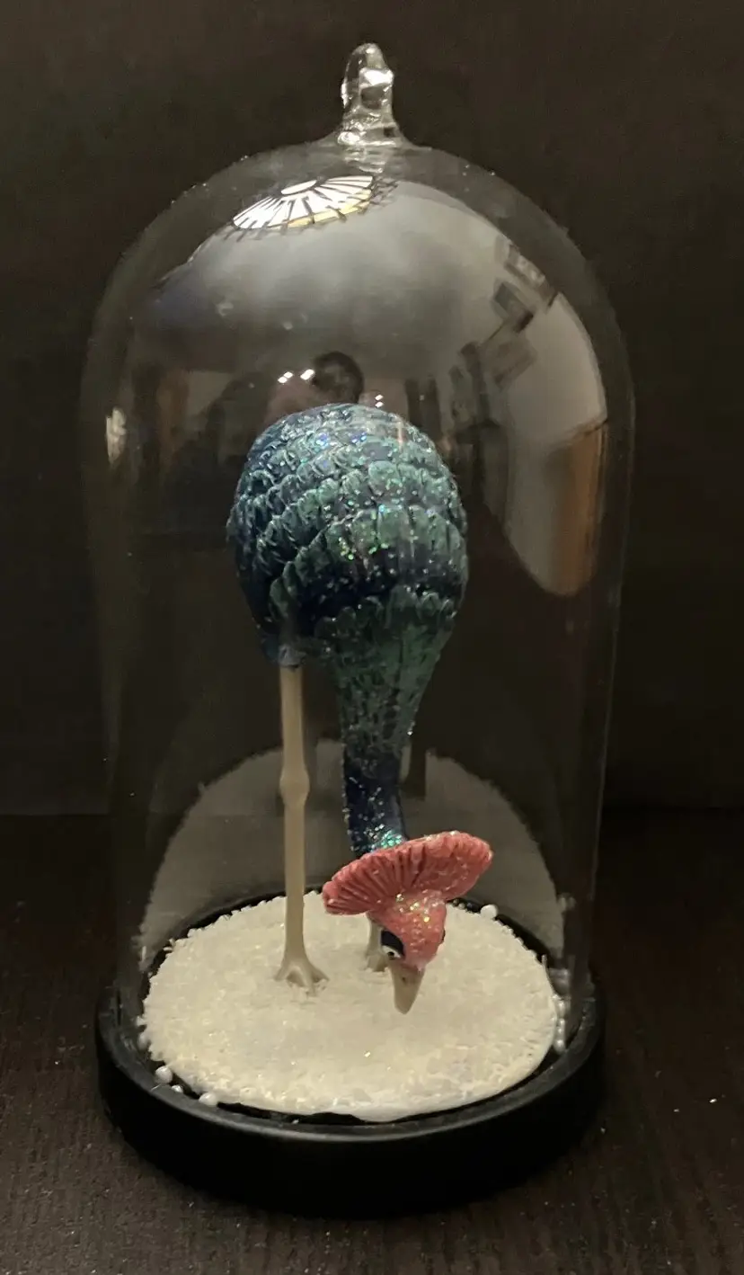 Ikea Vinter 2018 Clear Glass Dome with Decorative Bird Figurine