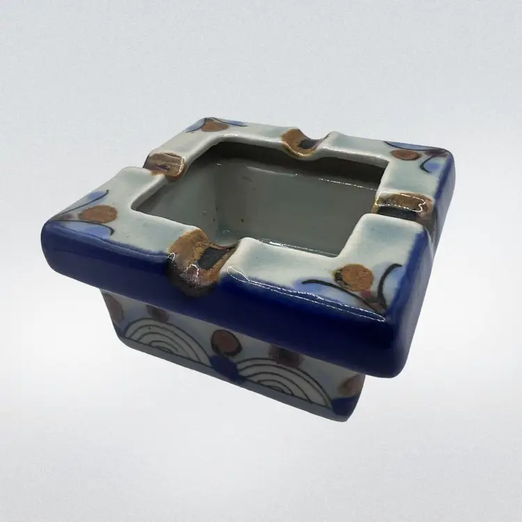 Vintage El Palomar Mexico Pottery Ashtray W/ Animal Mark 1.75”x 3.5”x 3.5”