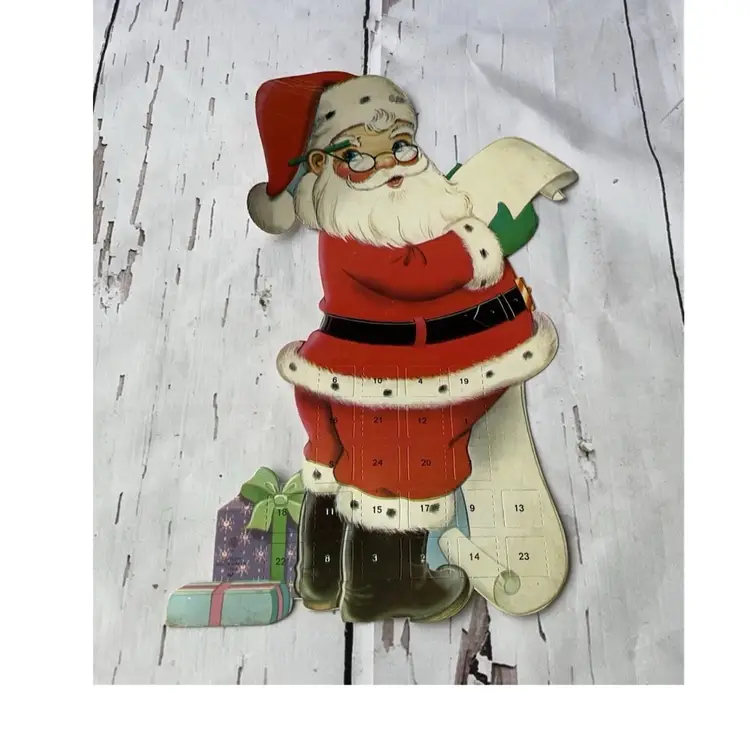 Vintage Advent Calendar Santa List Denmark Christmas GEMO 3D Cardboard (D1)