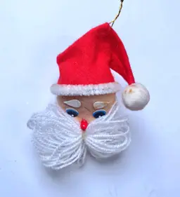 Vintage Shiny Brite Spun Cotton Santa Christmas Ornament 2.5"