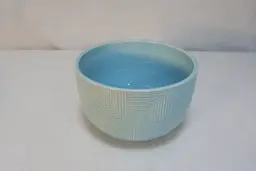 Ciroa MicrowaveMe Lt Blue Serving Candy Bowl White raised Geometric Pattern RARE