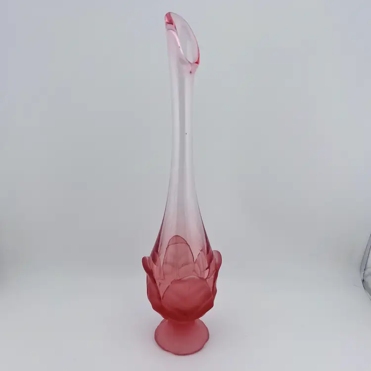 Vintage Viking Pink Cabbage Leaf Swung Vase 13”