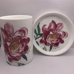 Fragonard Parfumer Bathroom Set Floral Rose Soap Dish Toothbrush Cup Perfume