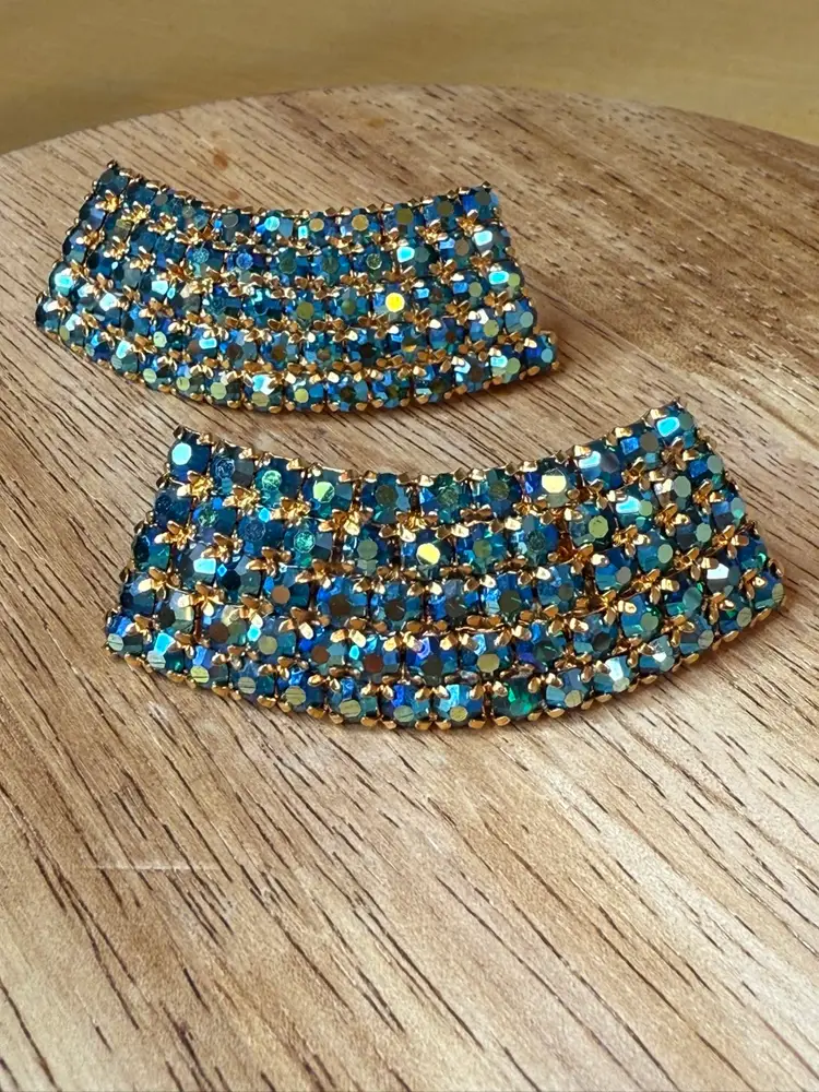 Vintage MUSI Aurora Borealis Crystal Rhinestone Shoe Clips