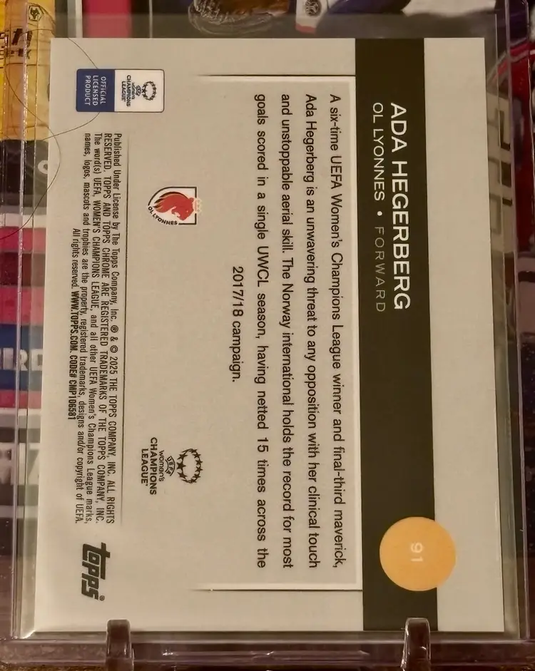 Ada Hegerberg 2024/25 Topps Chrome UWCL Inferno /35 Lyon Norway Soccer Card