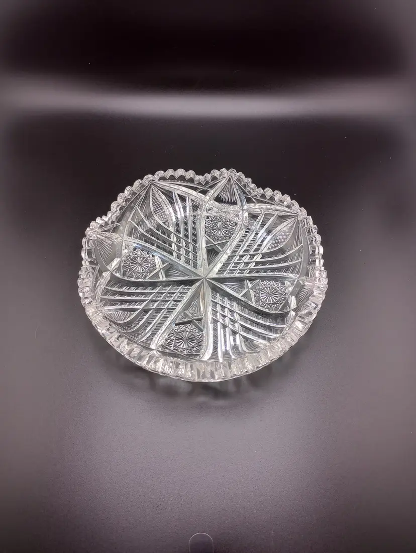 American Brilliant cut glass candy dish