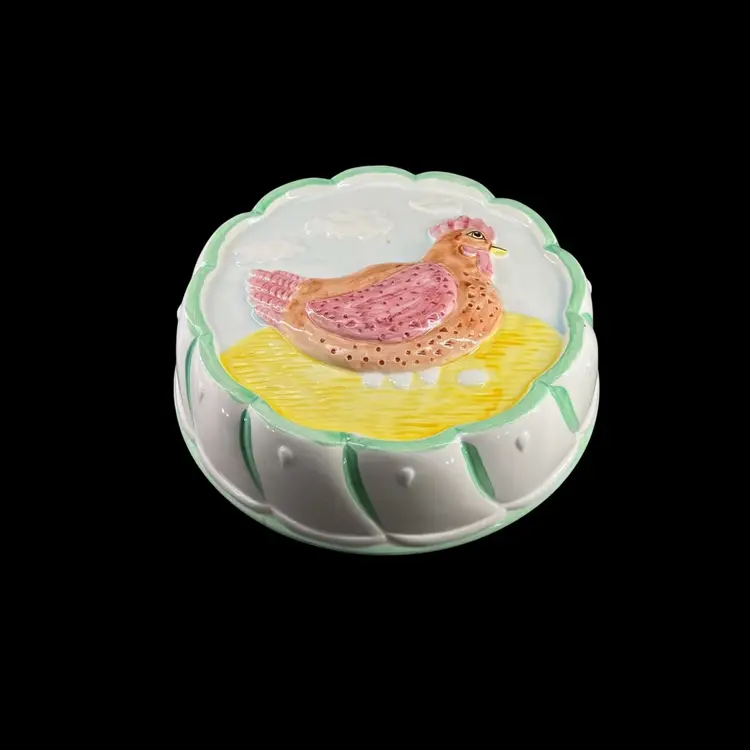 Vintage Wall Hanging Chicken Farmhouse Mold Hand Painted Designed by Andrea West for Sigma Country Cottage Core