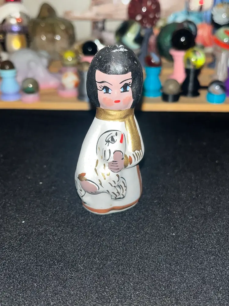 #04 - Tonala Mexican Pottery Girl Holding Pot