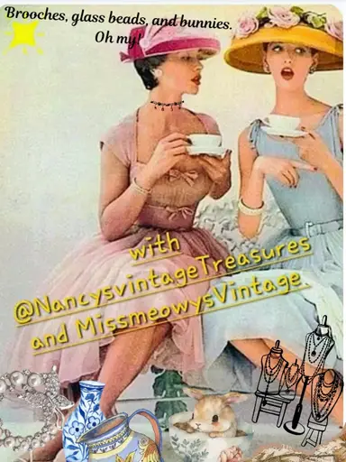 Tuesdays vintage~brooches, glass beads, and bunnies! Oh, my!💕
