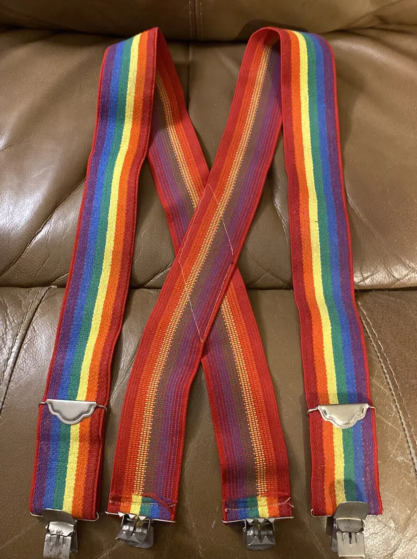 Classic Mork and Mindy Style Rainbow Pant Suspenders Adjustable