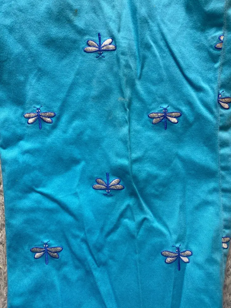 Island Republic Pants Womens 14 (35x23) AOP Dragonfly Cottagecore Spandex Capri