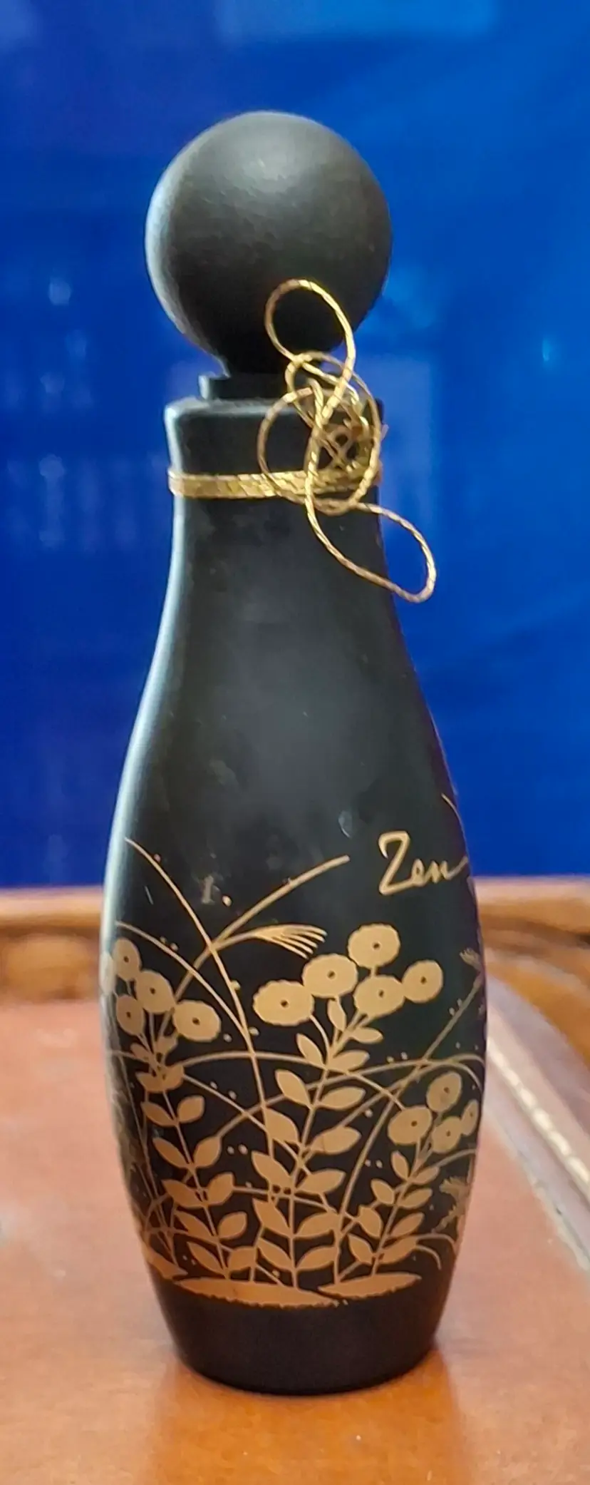 168 Vintage Shiseido “Zen” Black Frosted Perfume Bottle