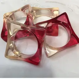 Retro 80's Lucite Napkin Rings Set