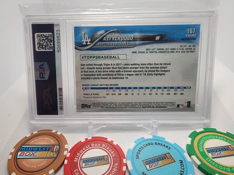 2018 Topps Chrome Alex Verdugo RC XFractor PSA 9