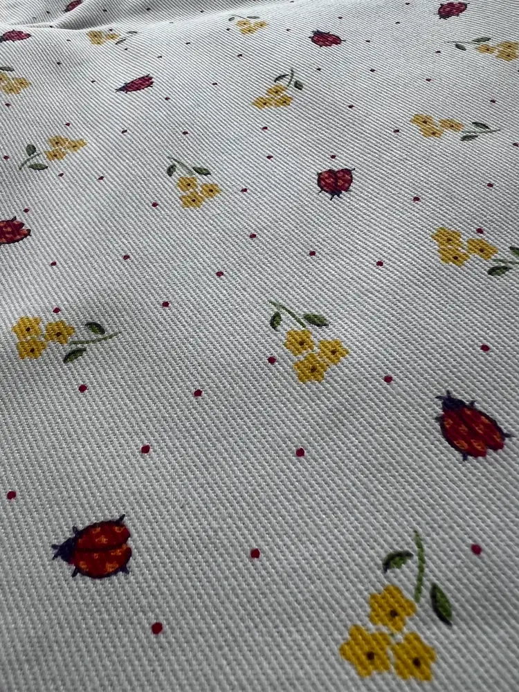 Ladybug Yellow Floral Polka Dot Fabric Insects