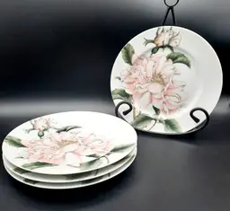 Vintage Fitz and Floyd Summer Rose Salad Plates 1984 Set of 4
