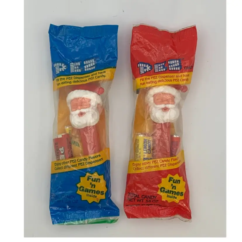 2 VTG Pez Dispensers Santa (no Feet) In Original Package. 1970s?