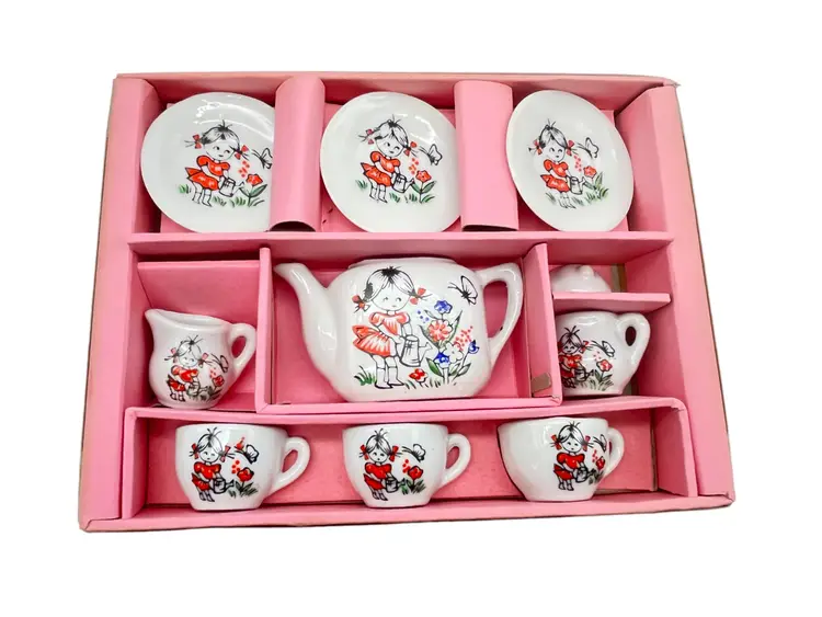 Vintage JAYMAR Tea Set  11 Piece Toy Set Porcelain China in Box, Made in Japan