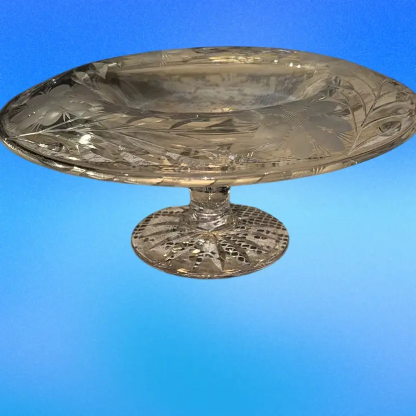 Seneca Cut Crystal Rolled Edge Pedestal Bowl