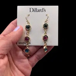 Dillards Jewel Tone Dangle Earrings 2.25”