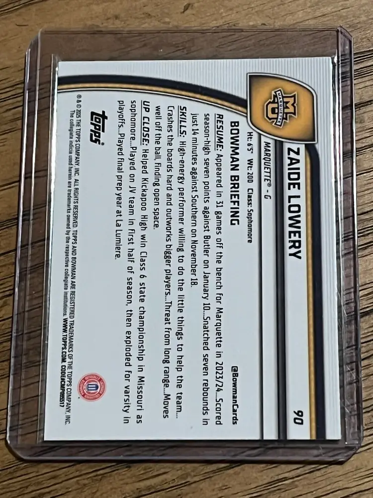 Zaide Lowery Bowman Chrome U Sapphire Green Refractor 03/65