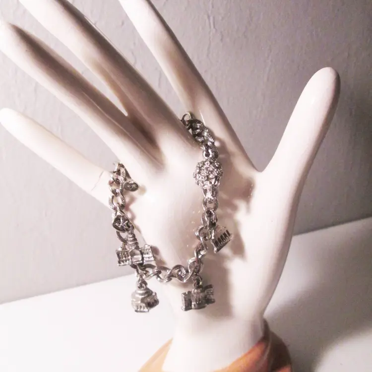 1970's Silver Washington DC Monuments Charm Bracelet 6 charms