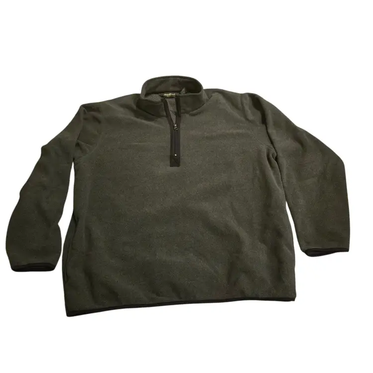 Eddie Bauer Men's Sweater Fleece Size Tall XL Green Quarter Zip Pull Over