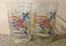2 1996 Disney 25th Anniversary 5" Tumbler Typhoon Lagoon Goofy  # 3067