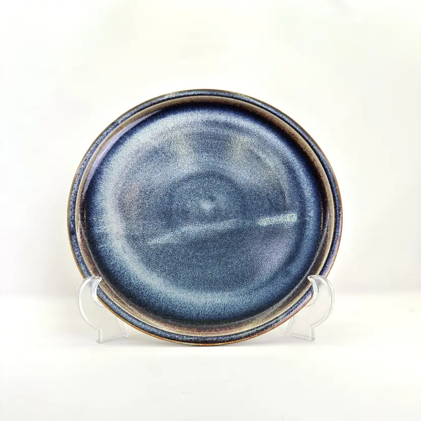 Clouds Folsom 12" Blue Studio Pottery Plate – Signed Handmade Ceramic Wall Charger – 2007 Collector Art