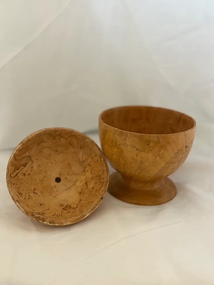 Turned Burl Wood Lidded Bowl