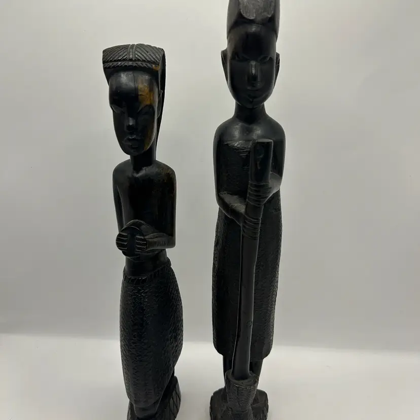 Kenya Carved Couple Male 12 1/2” Female 11”