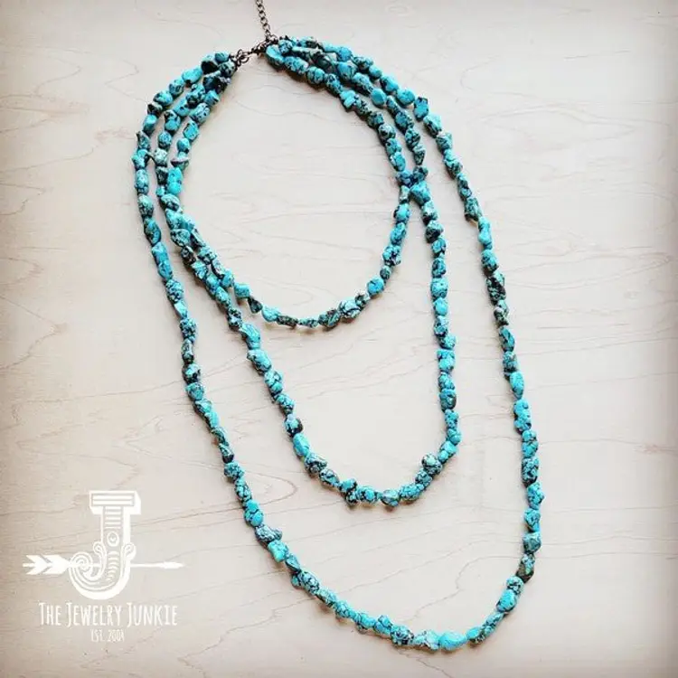 Genuine Blue Turq Triple Strand Necklace