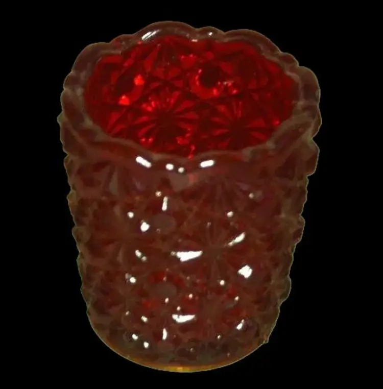 Maryland Glass Vintage Ruby Red Toothpick Holder Raised Pattern Kitchen Decor