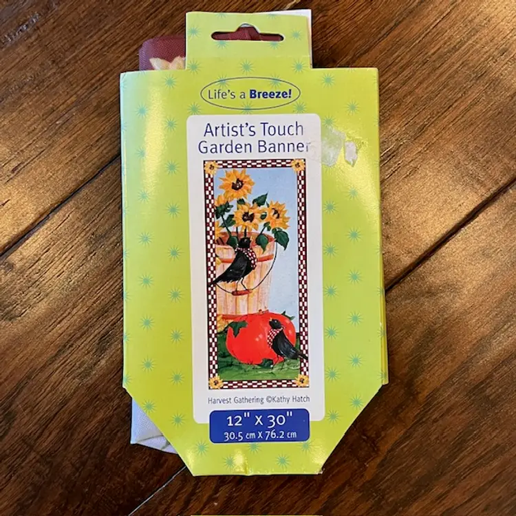 Sunflowers Outdoor Flag Harvest Fall Pumpkin 12" wide x 30" long NOS