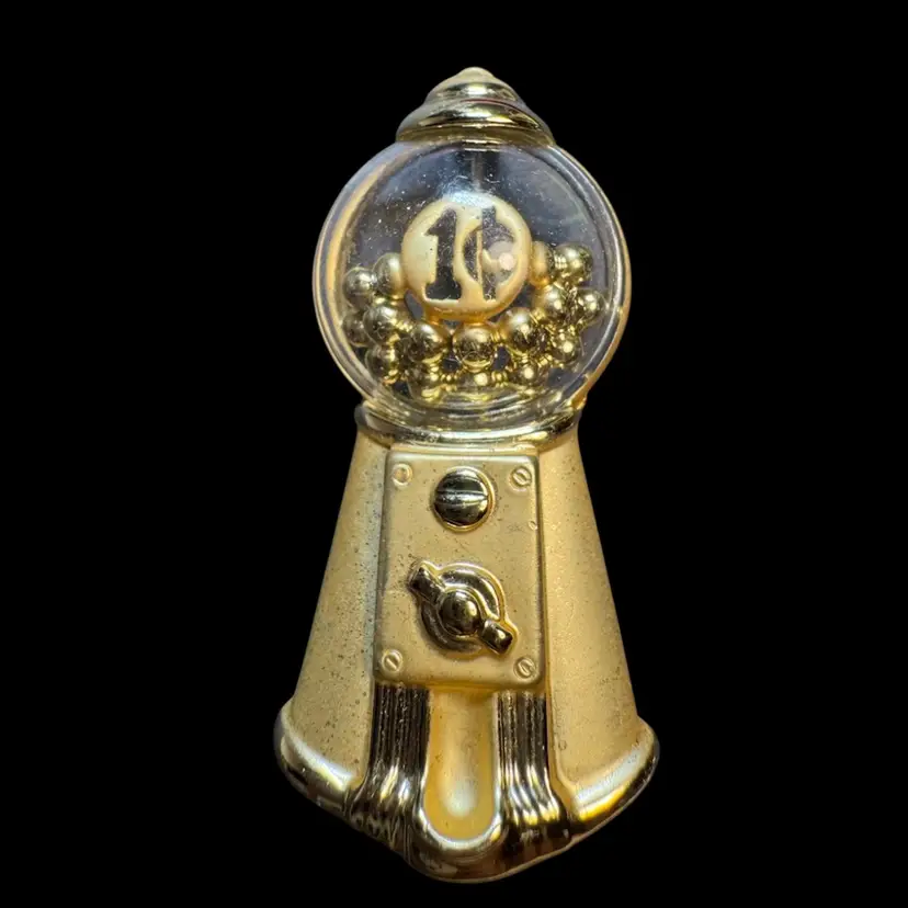 Gumball Machine Gold Tone Metal Brooch 2.25” Vintage Costume Jewelry