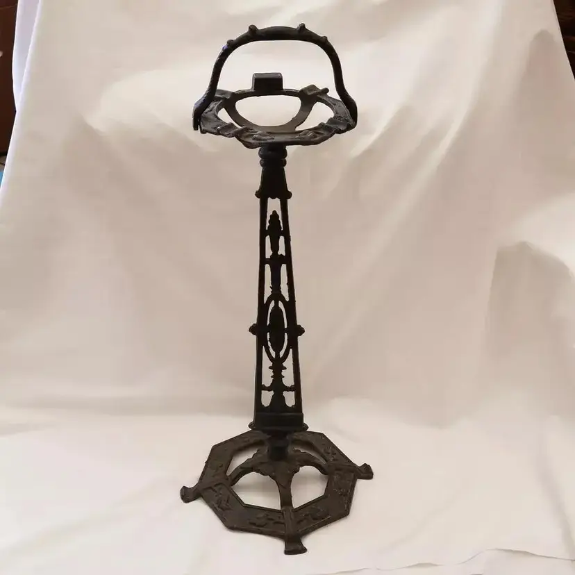 Ashtray Floor Stand Cast Iron Cigar Cigarette Art Deco NO GLASS ASHTRAY Vintage