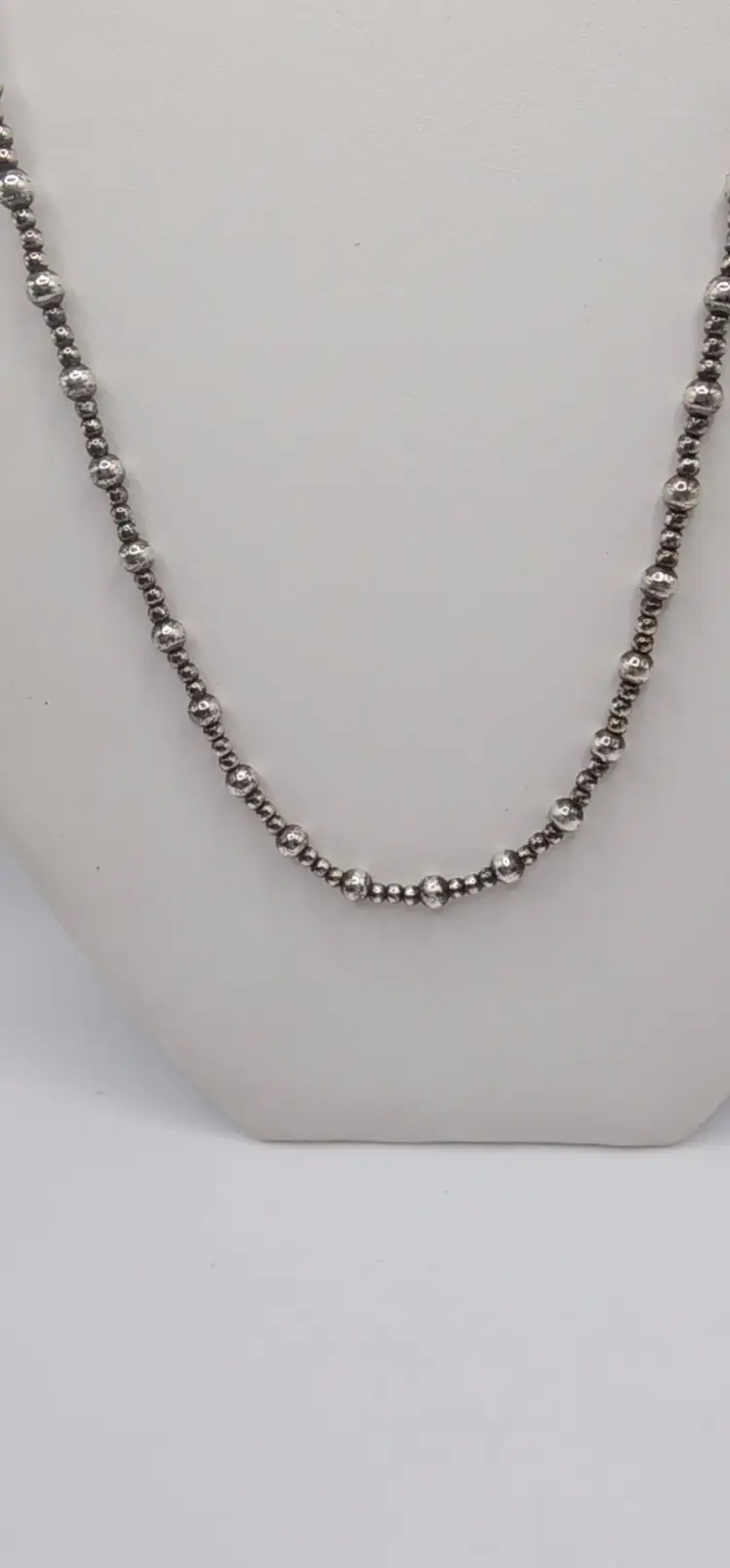 Vintage 925 Sterling Bead Necklace Toggle Clasp 14.8 Grams