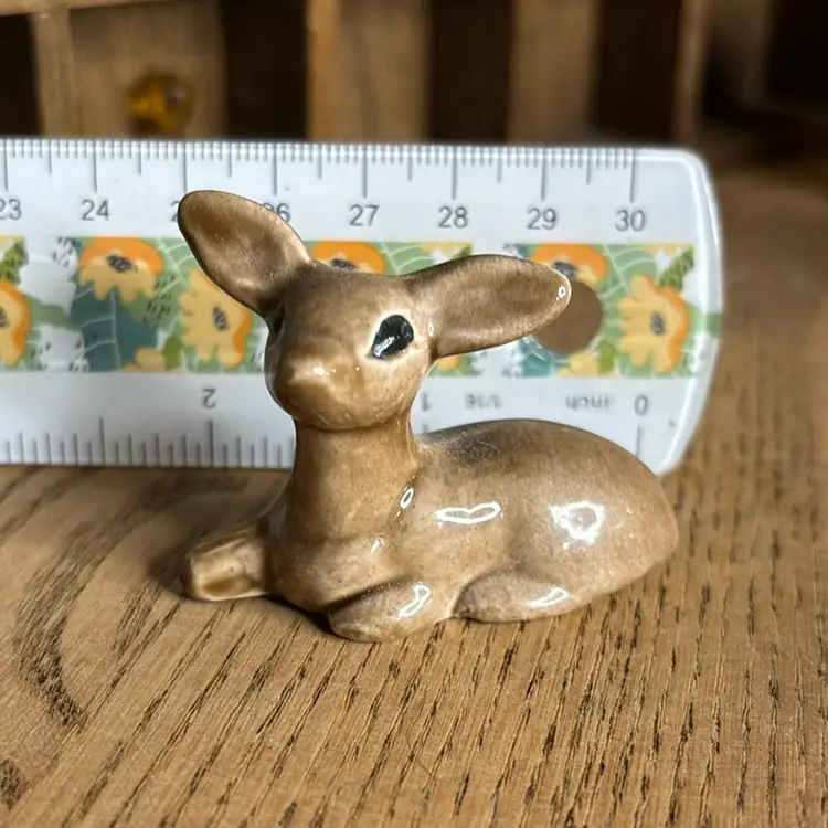 Baby Miniature Deer, Brown Doe, Vintage Porcelain Mini Figurine
