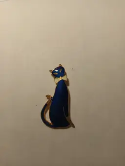 Vintage Danecraft Blue Enamelled Siamese Cat Brooch