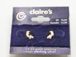 Vintage Claire's Penguin 14 KT Gold Plated Pierced Earrings NOS