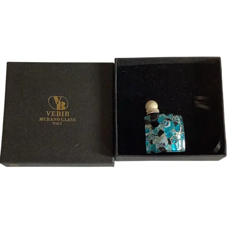 Beautiful Murano Necklace With Original Box Pendant 2” Square Lace Necklace 15” Does Not Open