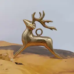 Brass reindeer ornament with hanging loop, MCM, mid century