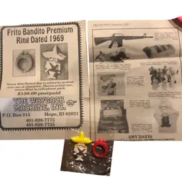 Band 1969 Frito Bandito Premium Pink Ring with Original Wrap & Newspaper Clipping