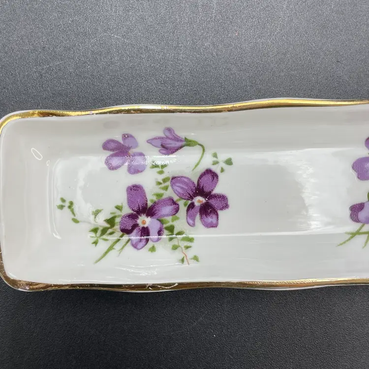 Hammersley Victorian Violets Mint Tray Trinket Dish Bone China VTG Spode Group