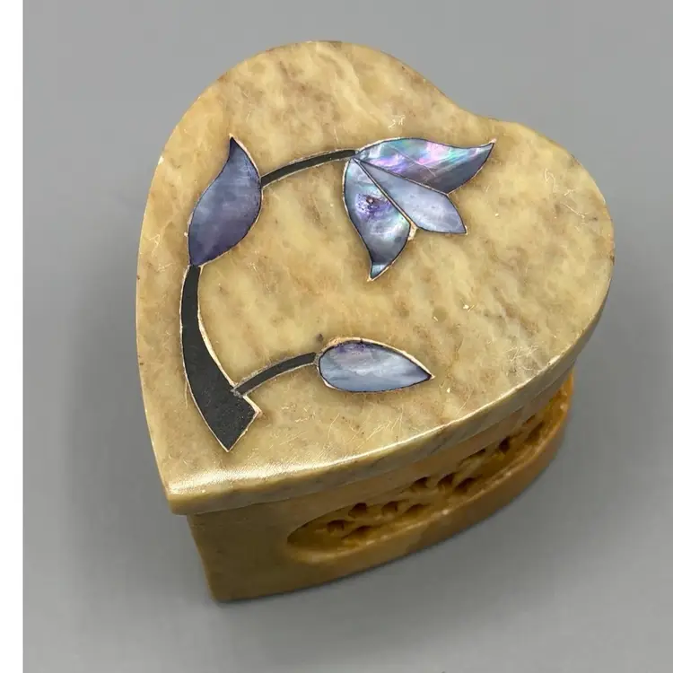 Pair Of Hand Carved Soapstone Trinket Boxes