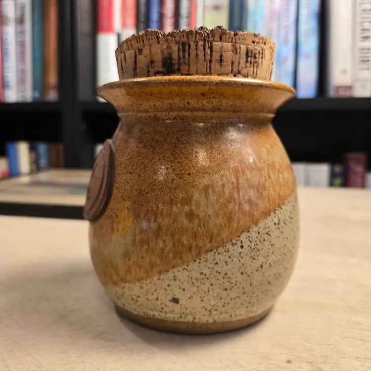 Pottery Jar with cork "Ashes of Old Lovers" novelty makers mark