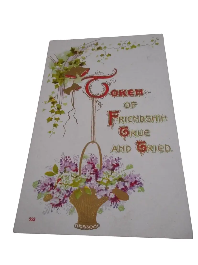 Vintage Friendship Postcard unposted used Floral Bells Embossed 1900s Germany