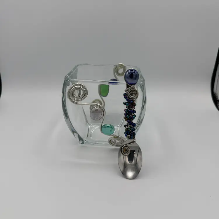Vintage Jeweled Glass Candy/Nut Dish With Spoon