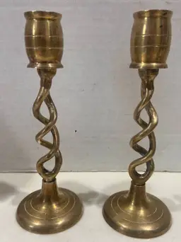 BRASS Candle Holders Twisted Taper 2 in lot 2x6.5"
